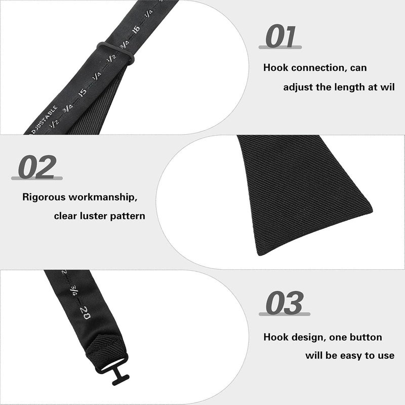 pensee Mens Solid Bowtie Woven Self Tie Bow Ties Tuxedo & Wedding Bowties - Image 4