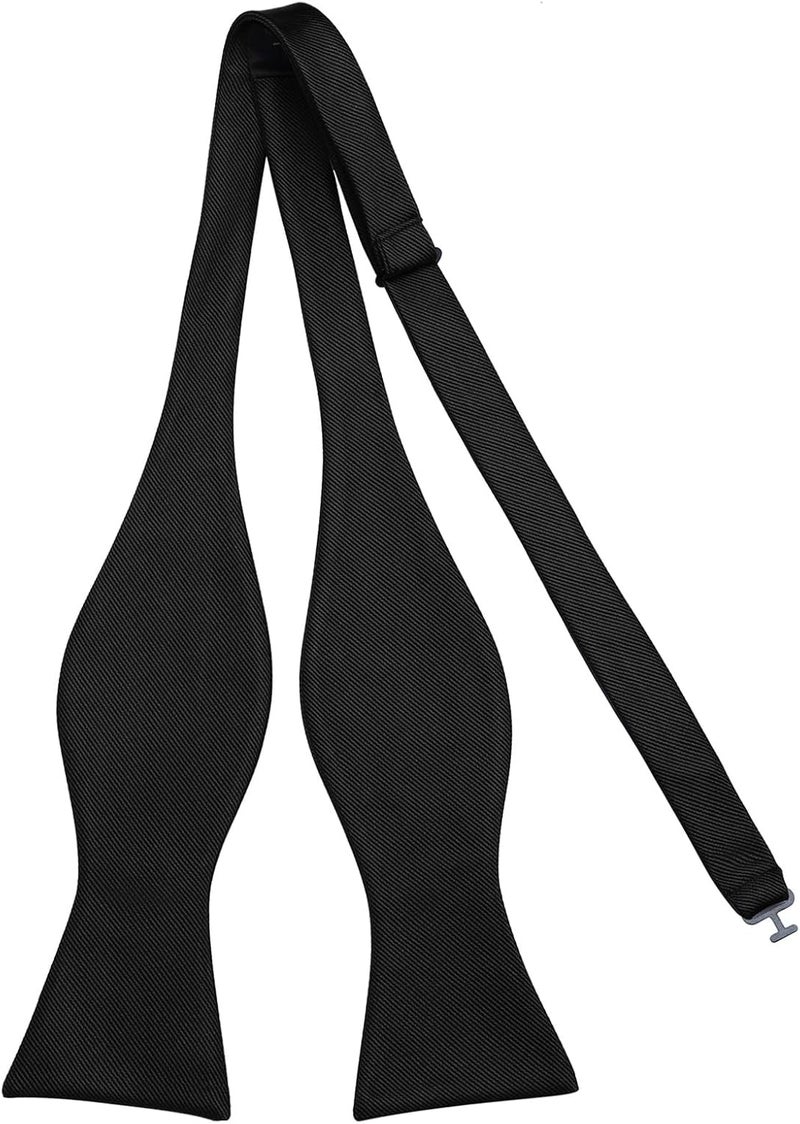 pensee Mens Solid Bowtie Woven Self Tie Bow Ties Tuxedo & Wedding Bowties - Image 1