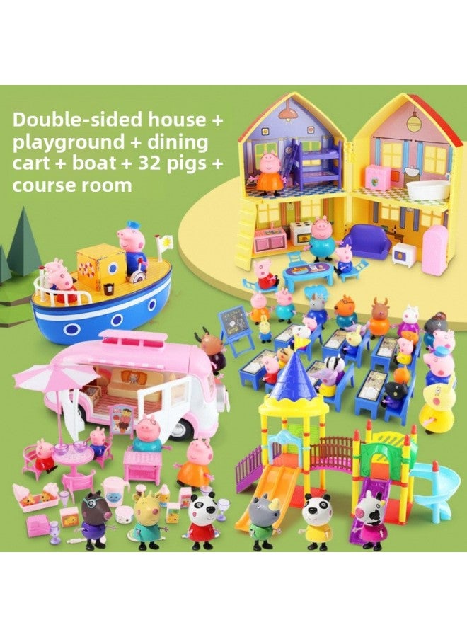 Peppa  Doll Set Pretend Play Toys For Children Six-Person Family Peppa  Companion Pretend Play A6