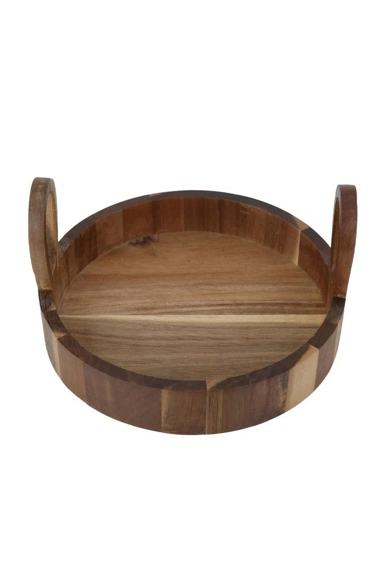 Alsaif Gallery Al Saif Gallery Wooden Serving Plate, 25X25X14 Cm - Brown