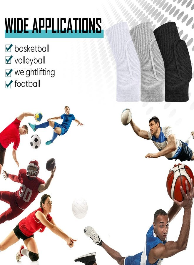 Tarpop 3 Pairs Volleyball Elbow Pads Arm Brace Pads Elbow Protector with Breathable Anti-Collision Sponge Compression Arm Support for Women Men Basketball Tennis Football Skating(Black, White, Gray) - Image 5