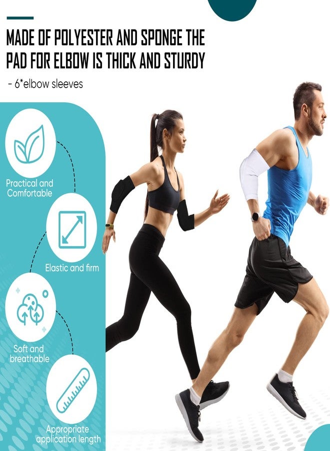 Tarpop 3 Pairs Volleyball Elbow Pads Arm Brace Pads Elbow Protector with Breathable Anti-Collision Sponge Compression Arm Support for Women Men Basketball Tennis Football Skating(Black, White, Gray) - Image 4