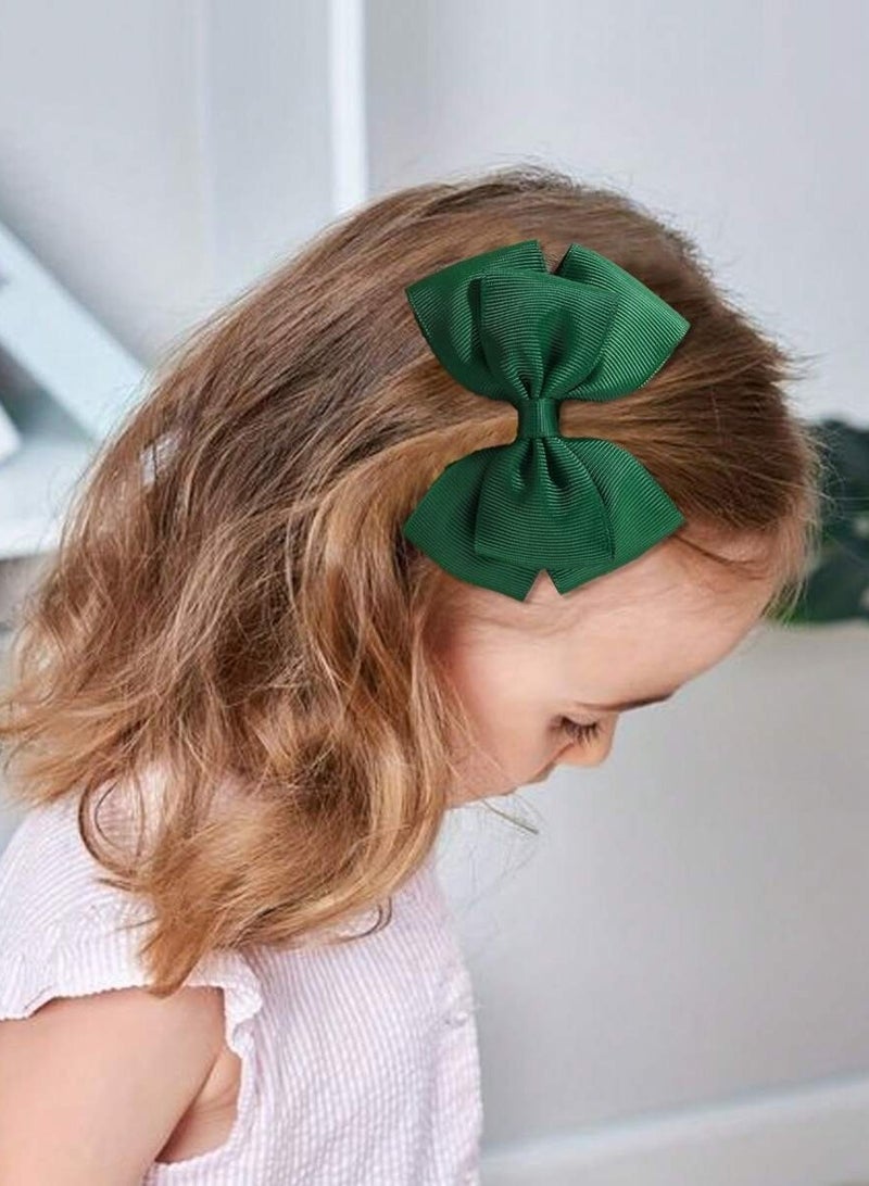 Green Hair Bow Clips Suitable for Saudi National Day and Parties – Set of 2 Hair Clips for Saudi National Day - Image 1