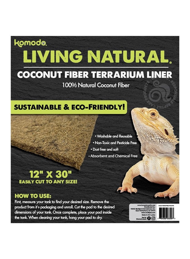 Komodo Fiber Pad | 100% Natural Coconut Fiber Reptile Terrarium Liner | Washable and Reusable| Non-Toxic with No Harmful Chemicals |Fits up to 12" by 30" Tank - Image 2