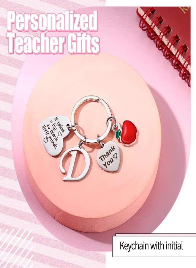 MTLEE 2 Pcs Christmas Teacher Appreciation Gift Women Teacher Kit Present Women Makeup Pouch Cosmetic Bag Thank You Keychain (D Shape) - Image 3