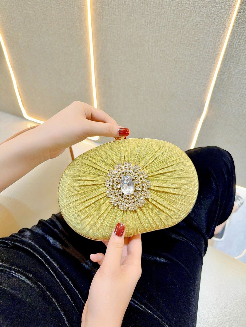 New Socialite Texture Rhinestone Bag Women'S Evening Dress Banquet Clutch Bag Diamond-Encrusted Portable Evening Bag Cheongsam Bag - Image 2
