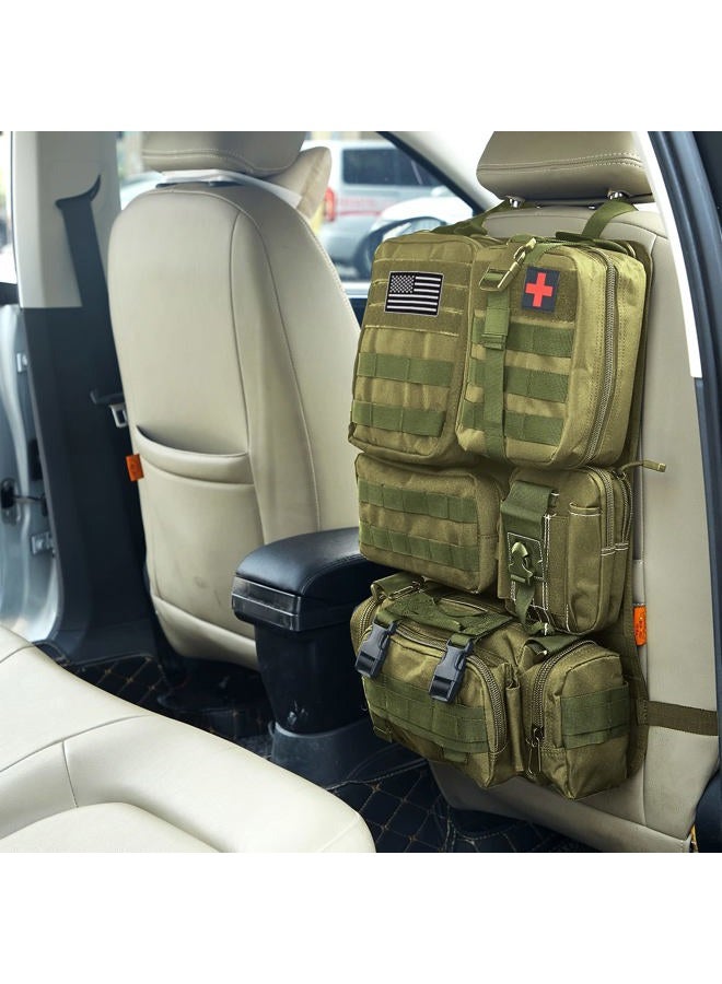 Jimikay Universal Tactical Seat ​Back Organizer Vehicle Molle Panel Organizer Storage Bag with 5 Detachable Molle Pouch for All Vehicel Such as Jeep,Truck,SUV, Car, Ford,Chevy etc (A Model-Military Green) - Image 3