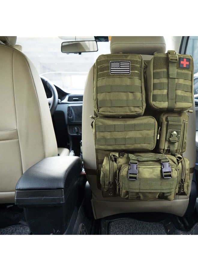 Jimikay Universal Tactical Seat ​Back Organizer Vehicle Molle Panel Organizer Storage Bag with 5 Detachable Molle Pouch for All Vehicel Such as Jeep,Truck,SUV, Car, Ford,Chevy etc (A Model-Military Green) - Image 5