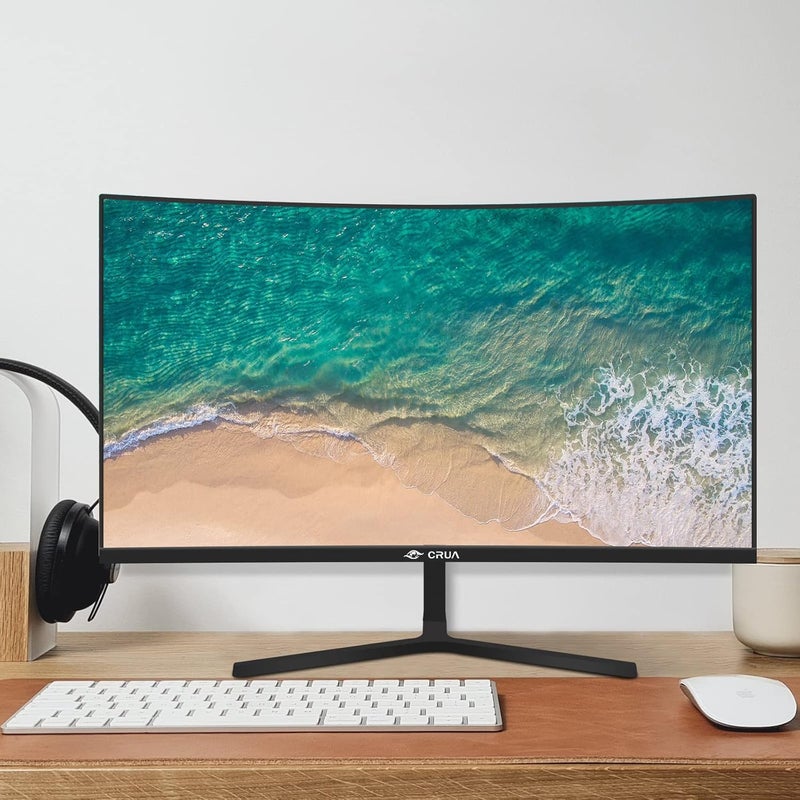 CRUA شاشة كمبيوتر 24 بوصة 1080P 100Hz منحنية 2800R، دقة FHD (1920x1080)، 120% sRGB، 0.5ms (MPRT)، تصميم فائق النحافة، خالٍ من الوميض، ضوء أزرق منخفض، مناسبة للاستخدام المنزلي والمكتبي، مكبر صوت مدمج - Image 5
