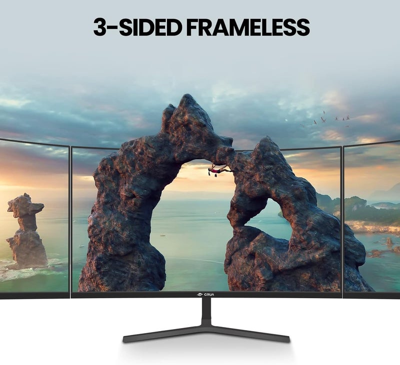 CRUA شاشة كمبيوتر 24 بوصة 1080P 100Hz منحنية 2800R، دقة FHD (1920x1080)، 120% sRGB، 0.5ms (MPRT)، تصميم فائق النحافة، خالٍ من الوميض، ضوء أزرق منخفض، مناسبة للاستخدام المنزلي والمكتبي، مكبر صوت مدمج - Image 4