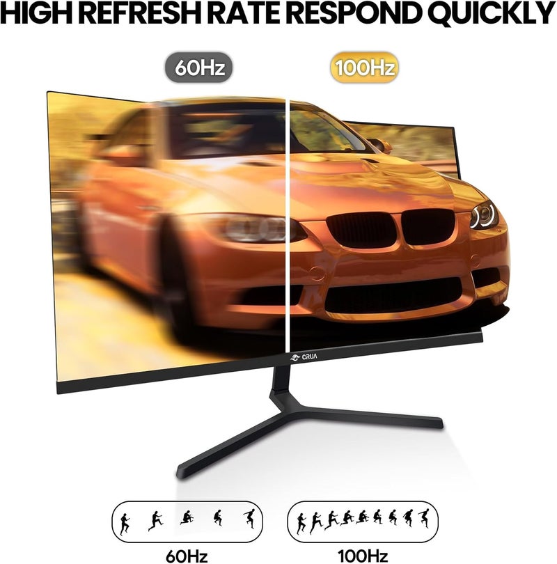 CRUA شاشة كمبيوتر 24 بوصة 1080P 100Hz منحنية 2800R، دقة FHD (1920x1080)، 120% sRGB، 0.5ms (MPRT)، تصميم فائق النحافة، خالٍ من الوميض، ضوء أزرق منخفض، مناسبة للاستخدام المنزلي والمكتبي، مكبر صوت مدمج - Image 3