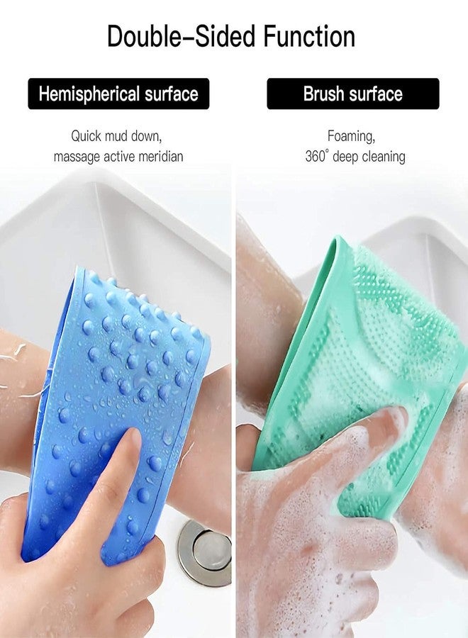 OffyBird Silicone Body Back Scrubber - Double-Sided Bathing Brush for Skin Deep Cleaning Dead Skin Removal Exfoliating Belt for Shower, Soft Shower Scrubber for Men & Women Bath Brush (Multicolor) - Image 4