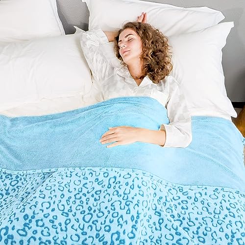 ZHIKU Blue Leopard Print Blanket for Women, Soft Plush Cheetah Throw Blanket, Warm Cozy Fleece Blanket for Bed Couch, Home Decor Bedroom Living Room Decor, Mothers Day Birthday Gifts for Mom Wife, 60"x80" - Image 5