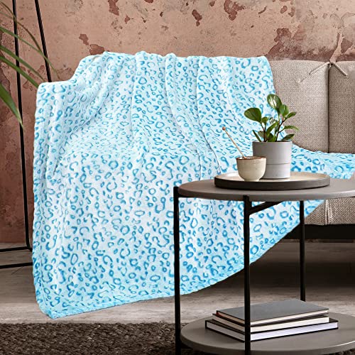ZHIKU Blue Leopard Print Blanket for Women, Soft Plush Cheetah Throw Blanket, Warm Cozy Fleece Blanket for Bed Couch, Home Decor Bedroom Living Room Decor, Mothers Day Birthday Gifts for Mom Wife, 60"x80" - Image 1