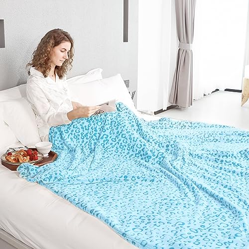 ZHIKU Blue Leopard Print Blanket for Women, Soft Plush Cheetah Throw Blanket, Warm Cozy Fleece Blanket for Bed Couch, Home Decor Bedroom Living Room Decor, Mothers Day Birthday Gifts for Mom Wife, 60"x80" - Image 3