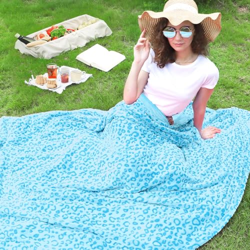 ZHIKU Blue Leopard Print Blanket for Women, Soft Plush Cheetah Throw Blanket, Warm Cozy Fleece Blanket for Bed Couch, Home Decor Bedroom Living Room Decor, Mothers Day Birthday Gifts for Mom Wife, 60"x80" - Image 2