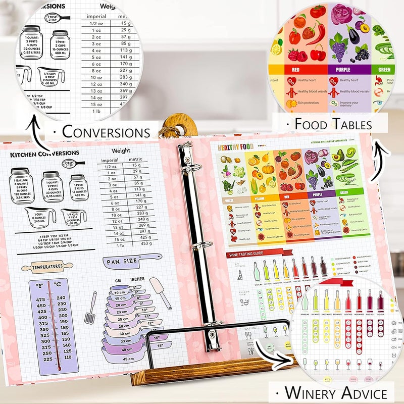 Relaehih 3 Ring Recipe Binder 8.5" x 11" Recipe Book Recipe Binder Kit with 60 Printed Recipe Cards 4'' x 6'', 8 Category Dividers to Write in Your Recipes, Unique Gifts for Women (White) - Image 5