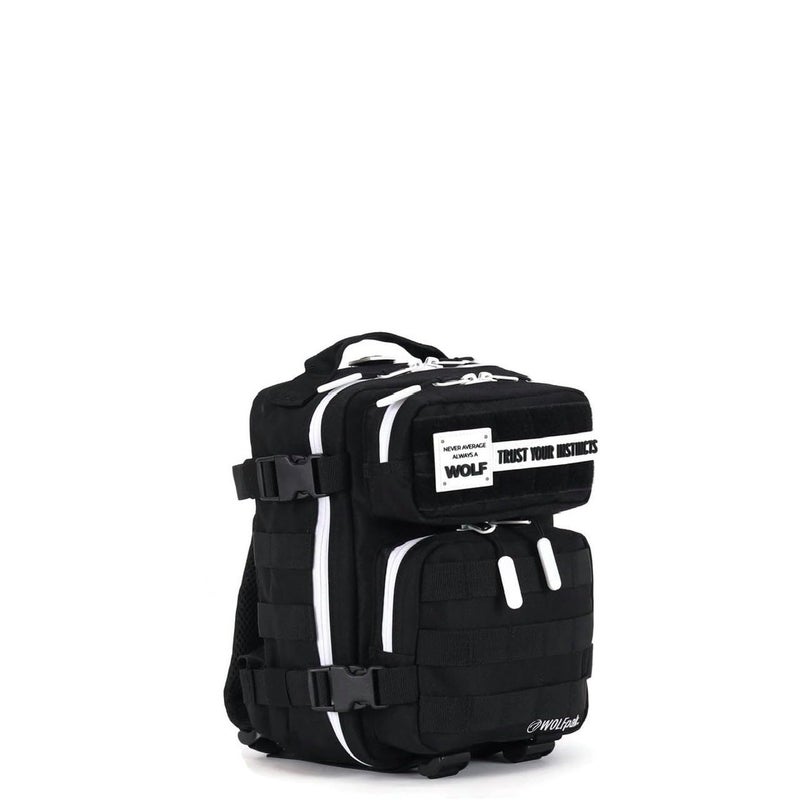 WOLFpak 9L Mini Tactical Backpack for Men & Women | Compact Everyday Carry Bag for Gym, School, Travel | Durable, Water-Resistant Daypack w/Molle System & Patch Panel (Alpha Black White Accents) - Image 1