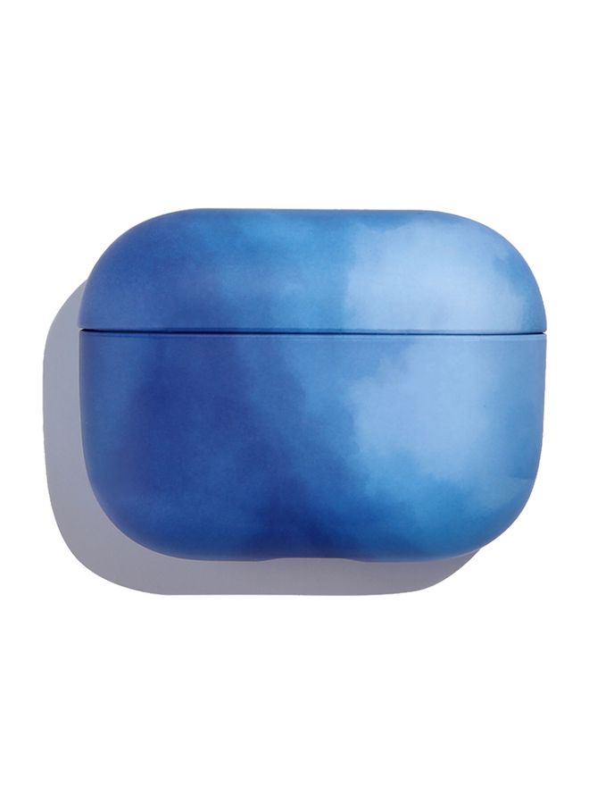 Case Cover For AirPods Pro Ink Painting Water Sticker PC Earphone Case Sea Blue
