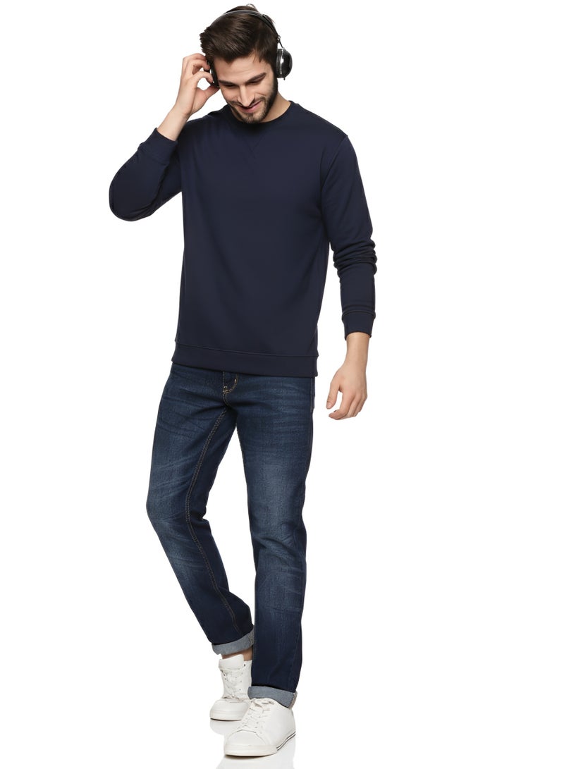 RSO Outfits Premium Cotton Full Sleeves Sweatshirt DARK Navy - Image 4