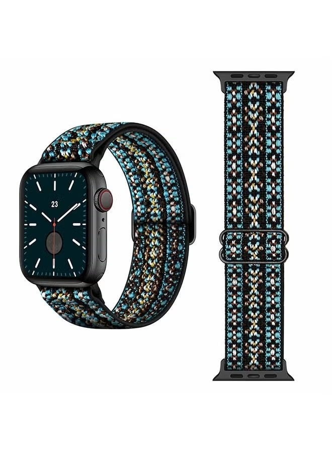 Funky Adjustable Braided Solo Band For Apple Watch Series 6/SE/5/4/3/2/1 44/42mm Blue - Image 1