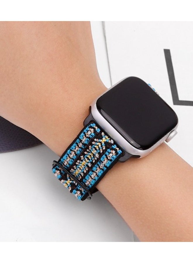 Funky Adjustable Braided Solo Band For Apple Watch Series 6/SE/5/4/3/2/1 44/42mm Blue - Image 2