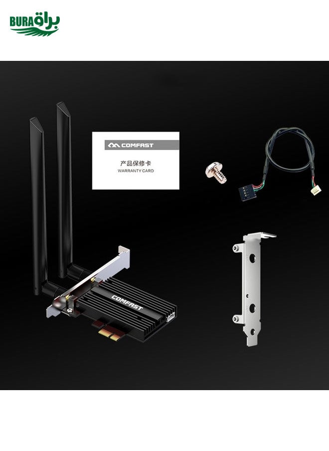 BURAQ COMFAST CF-AX200 PRO 3000Mbps Bluetooth PCI-E Wifi Network Card Adapter with 2 Antennas  - Image 4