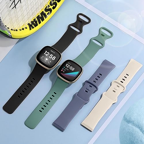 Getino Compatible with Fitbit Sense 2/ Sense Bands/Versa 4/ Versa 3 Bands Women Men, Silicone Sport Accessories, Band for Fitbit Sense/Sense 2/ Versa 4/ Versa 3 Watch, Large Black/Plum/Rose/Teal - Image 3