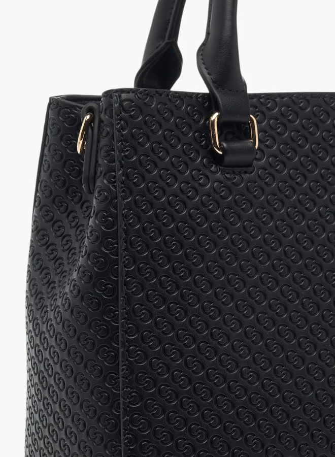 Celeste Womens Monogram Embossed Tote Bag With Detachable Strap And Zip Closure
