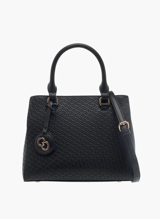 Celeste Womens Monogram Embossed Tote Bag With Detachable Strap And Zip Closure