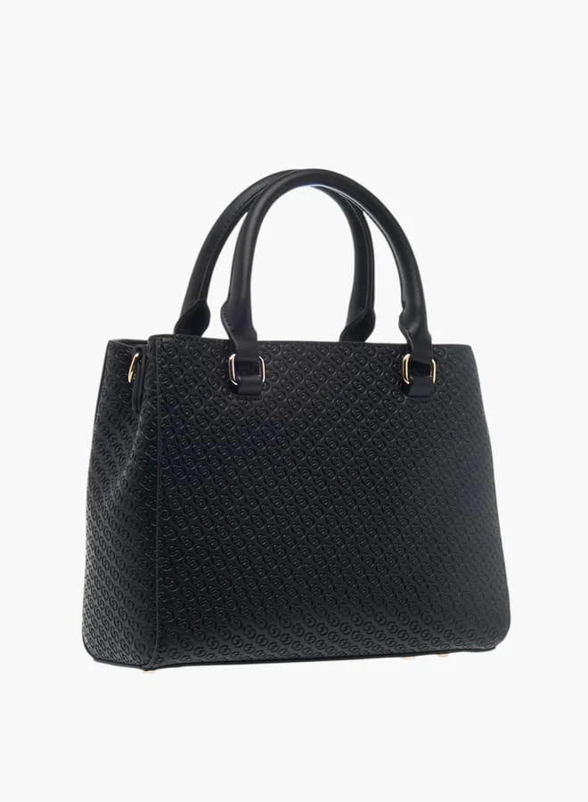 Celeste Womens Monogram Embossed Tote Bag With Detachable Strap And Zip Closure