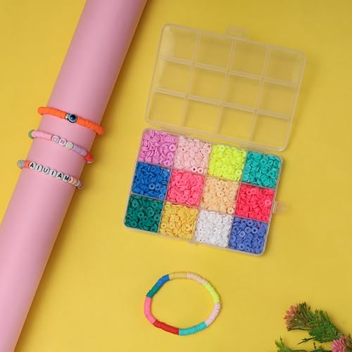Ambitieux DIY Bracelet Making Kit for Girls – 12 Types Colorful Beads with Charms, Elastic Thread, Earrings, Clasps & Rings – Jewellery Craft Kit for Kids, Birthday Return Gift, Rakhi Special Set for 2 3 4 5 6 7 8 9 10 years (Plain Clay) - Image 5