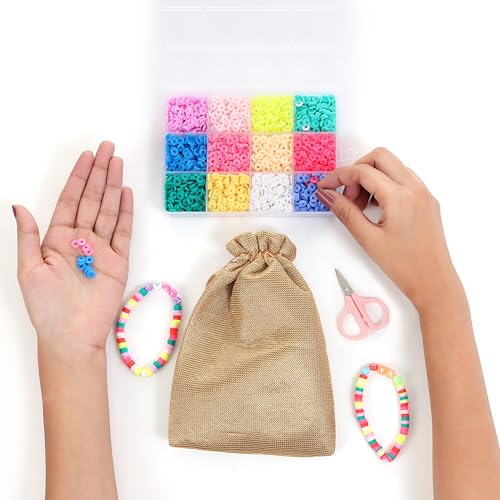 Ambitieux DIY Bracelet Making Kit for Girls – 12 Types Colorful Beads with Charms, Elastic Thread, Earrings, Clasps & Rings – Jewellery Craft Kit for Kids, Birthday Return Gift, Rakhi Special Set for 2 3 4 5 6 7 8 9 10 years (Plain Clay) - Image 2