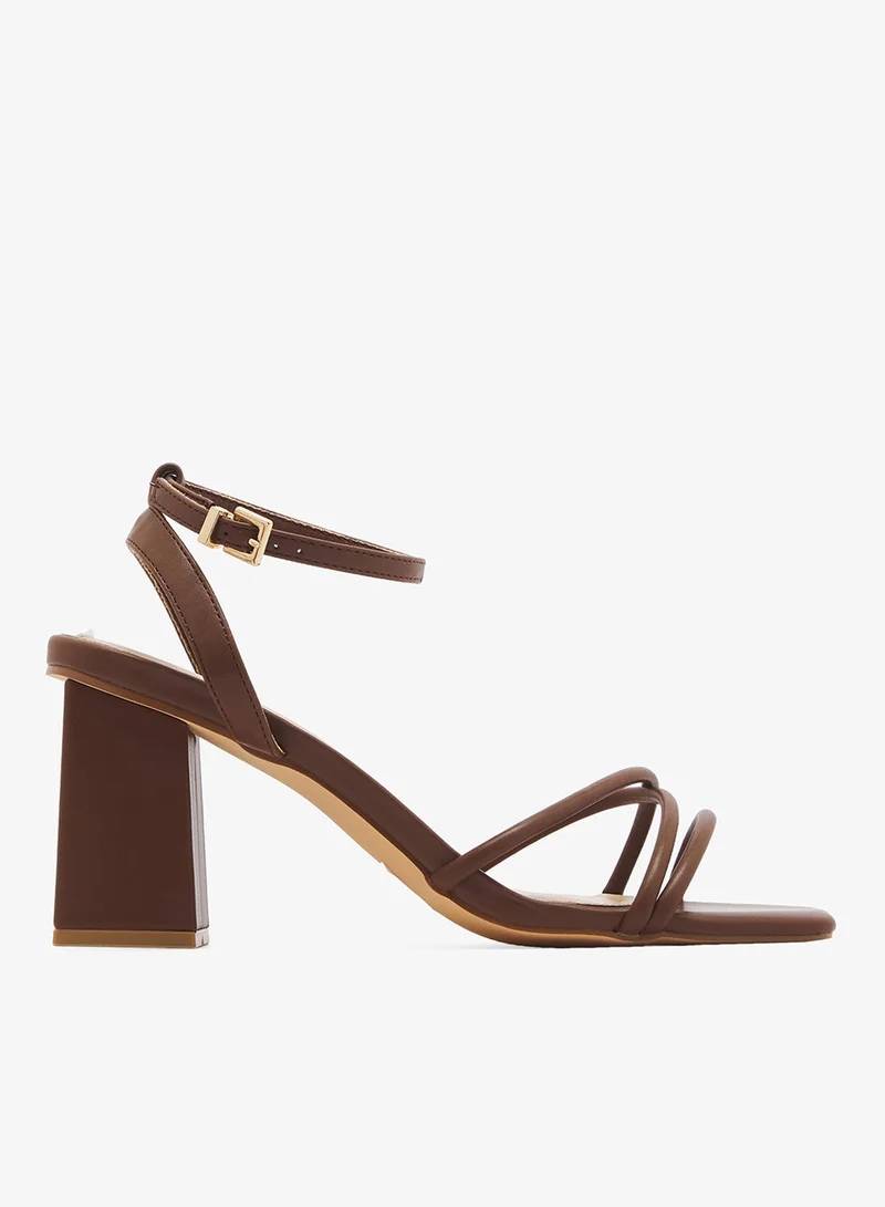 London Rebel Ash Ankle Strap High-Heel Sandals
