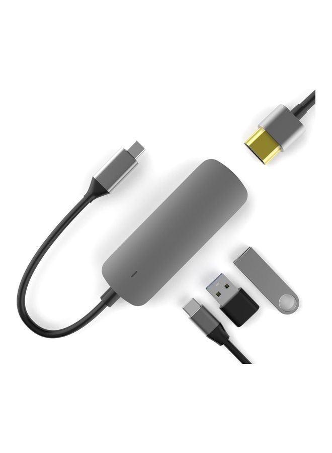 NIBEMINENT 4-in-1 Adapter Hub With 4K HDMI, Type-C, 1 USB 3.0 And 2.0 Port. Space Grey - Image 2