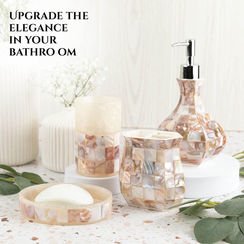 Creative Scents Milano Toothbrush Cup - Electric Toothbrush Holder for Bathroom fits Toothbrushes and Toothpaste - Bathroom Tumbler Cup Finished with Beautiful Mother of Pearl Shells - Image 2