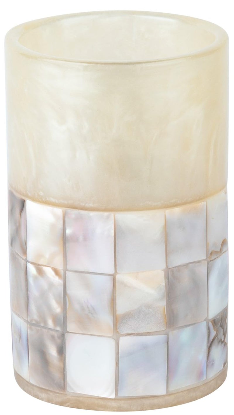Creative Scents Milano Toothbrush Cup - Electric Toothbrush Holder for Bathroom fits Toothbrushes and Toothpaste - Bathroom Tumbler Cup Finished with Beautiful Mother of Pearl Shells - Image 1