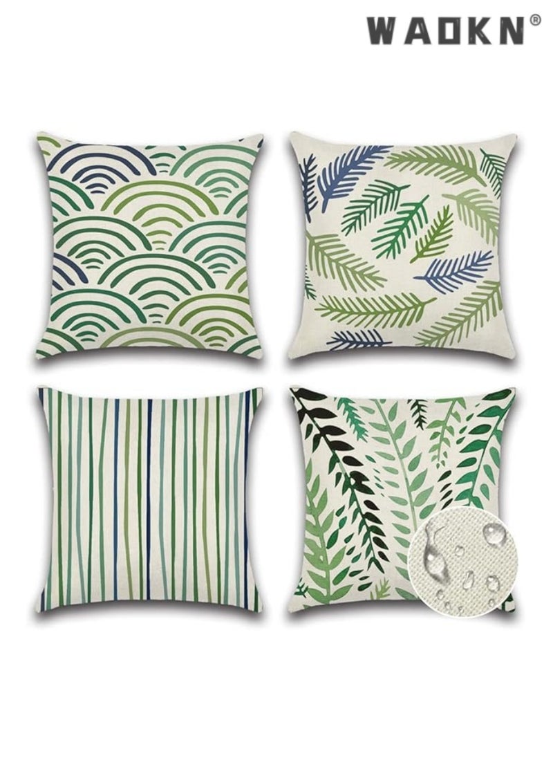 WAOKN Enhanced Decorative Throw Pillow Covers Set， A Quartet of 18x18 Inches (45cm x 45cm) Linen Square Cushion Covers, Embellished with Plant Motifs - Ideal for Accentuating Your Living Room, Sofa, Couch, and Bed with a Naturalistic and Stylish Touch.  - Image 1