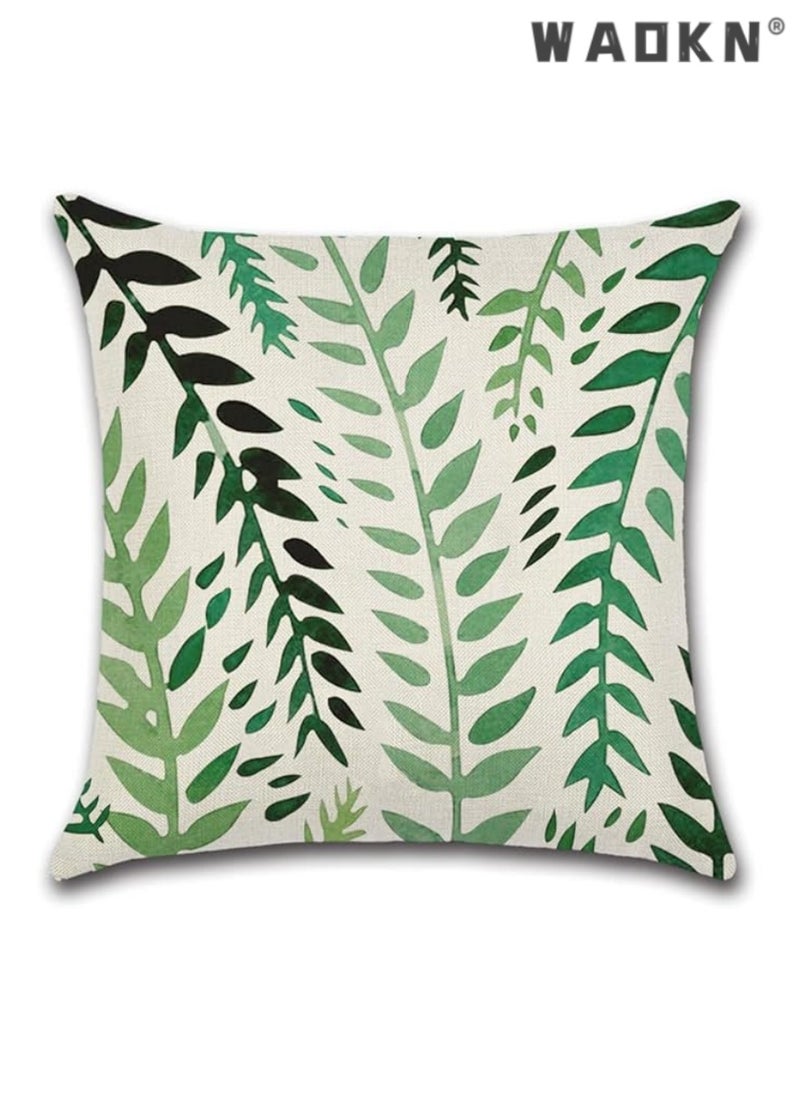 WAOKN Enhanced Decorative Throw Pillow Covers Set， A Quartet of 18x18 Inches (45cm x 45cm) Linen Square Cushion Covers, Embellished with Plant Motifs - Ideal for Accentuating Your Living Room, Sofa, Couch, and Bed with a Naturalistic and Stylish Touch.  - Image 5