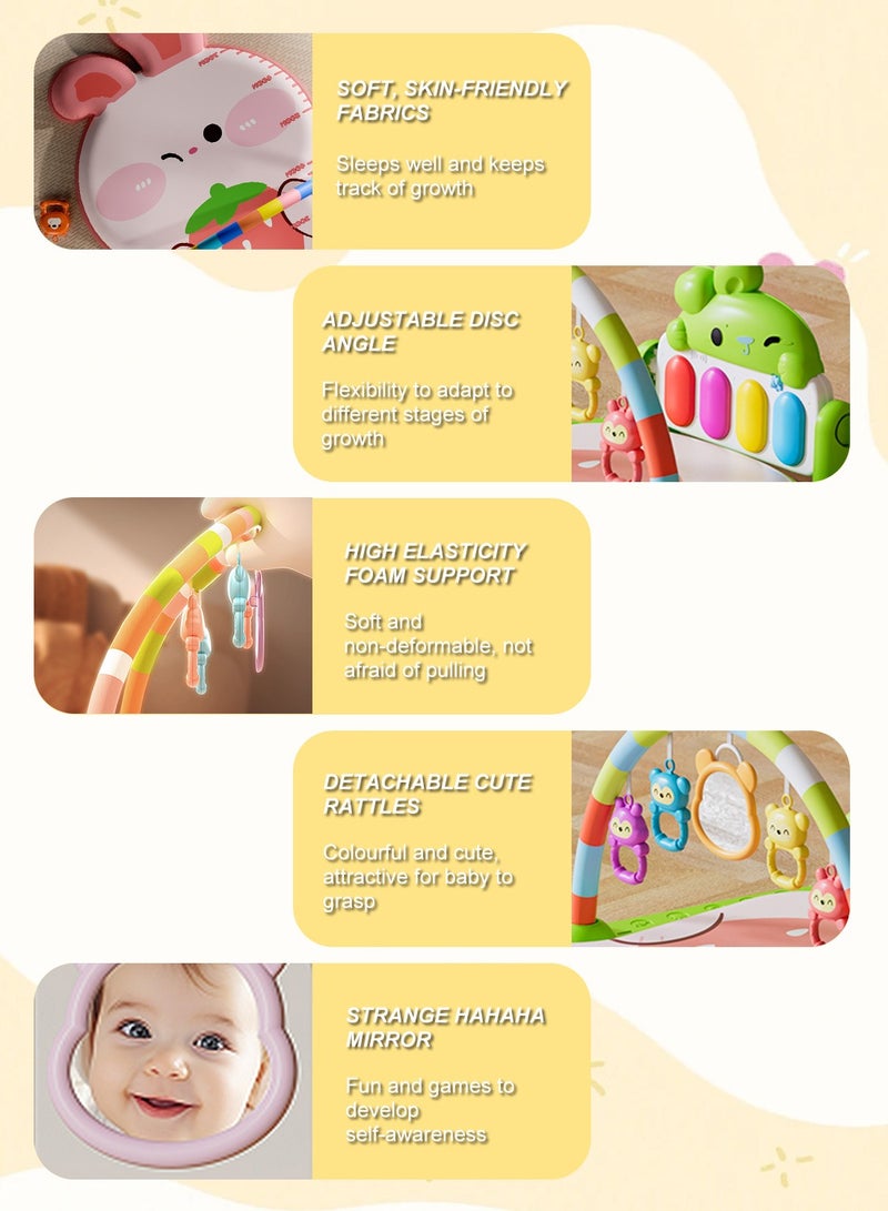 ما بيبي بساط ألعاب الأطفال، مركز الأنشطة الموسيقية، بساط ألعاب البيانو للأطفال، بساط مبطن لوقت النوم على البطن للأطفال حديثي الولادة والأطفال الصغار - Image 4