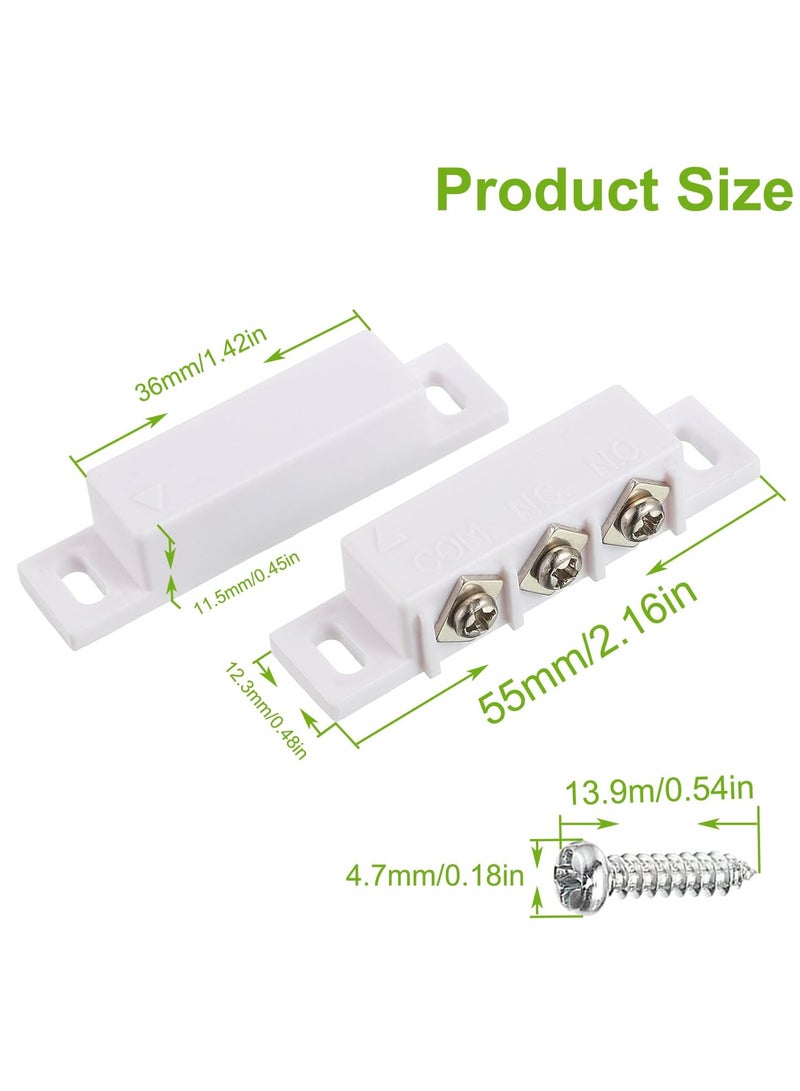SYOSI Magnetic Reed Switch, Normally Open and Normally Closed NC NO Magnetic Proximity Switch for Door Alarm, Window Safety, Agnetic Door Switch for DC 5V 12V 24V Light (White, 2 Pack) - Image 2