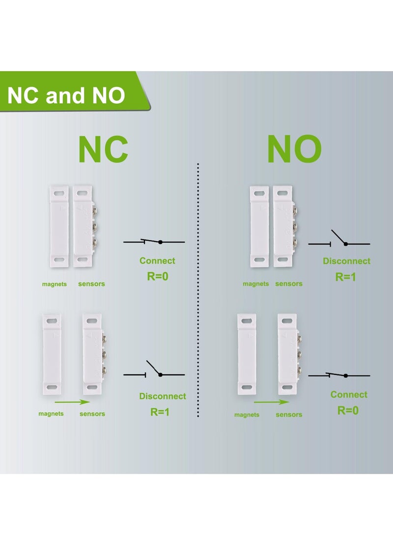 SYOSI Magnetic Reed Switch, Normally Open and Normally Closed NC NO Magnetic Proximity Switch for Door Alarm, Window Safety, Agnetic Door Switch for DC 5V 12V 24V Light (White, 2 Pack) - Image 5