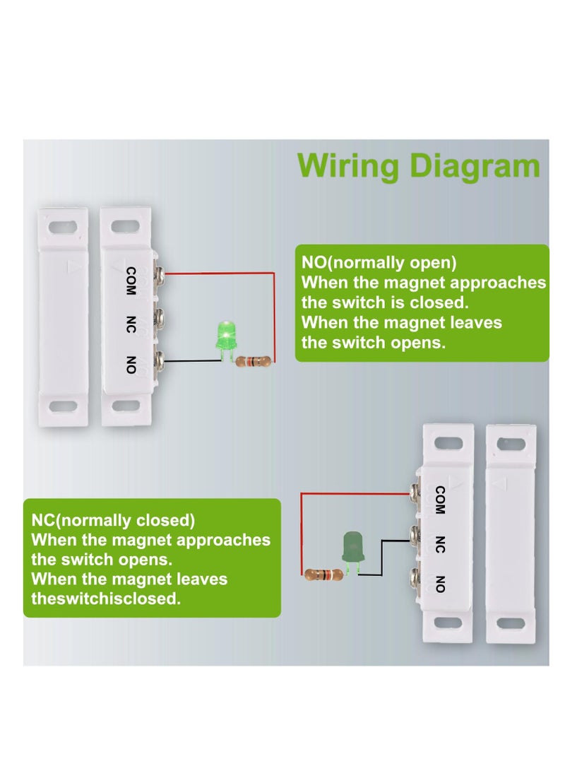 SYOSI Magnetic Reed Switch, Normally Open and Normally Closed NC NO Magnetic Proximity Switch for Door Alarm, Window Safety, Agnetic Door Switch for DC 5V 12V 24V Light (White, 2 Pack) - Image 3