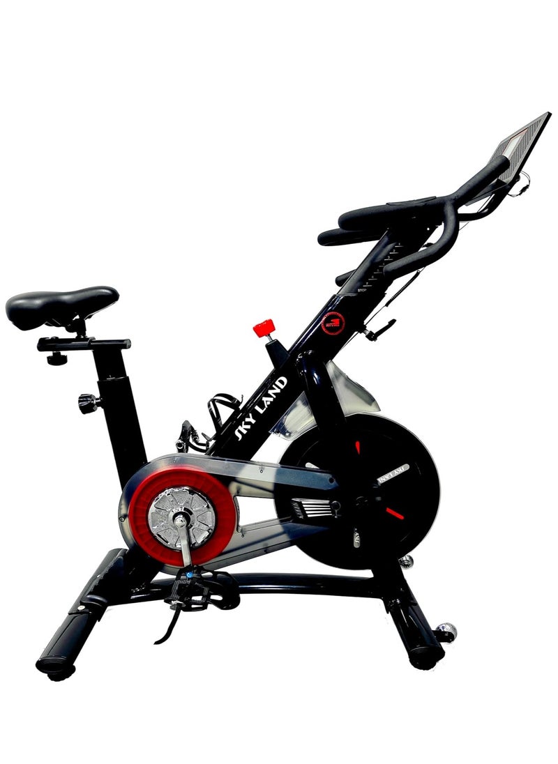 Sky Land Smart Exercise Bike With Silent Belt Drive System| Fully Adjustable Cycling Bike With Bluetooth, App Connectivity For Home Cardio Workout Fitness, Black  - Image 1