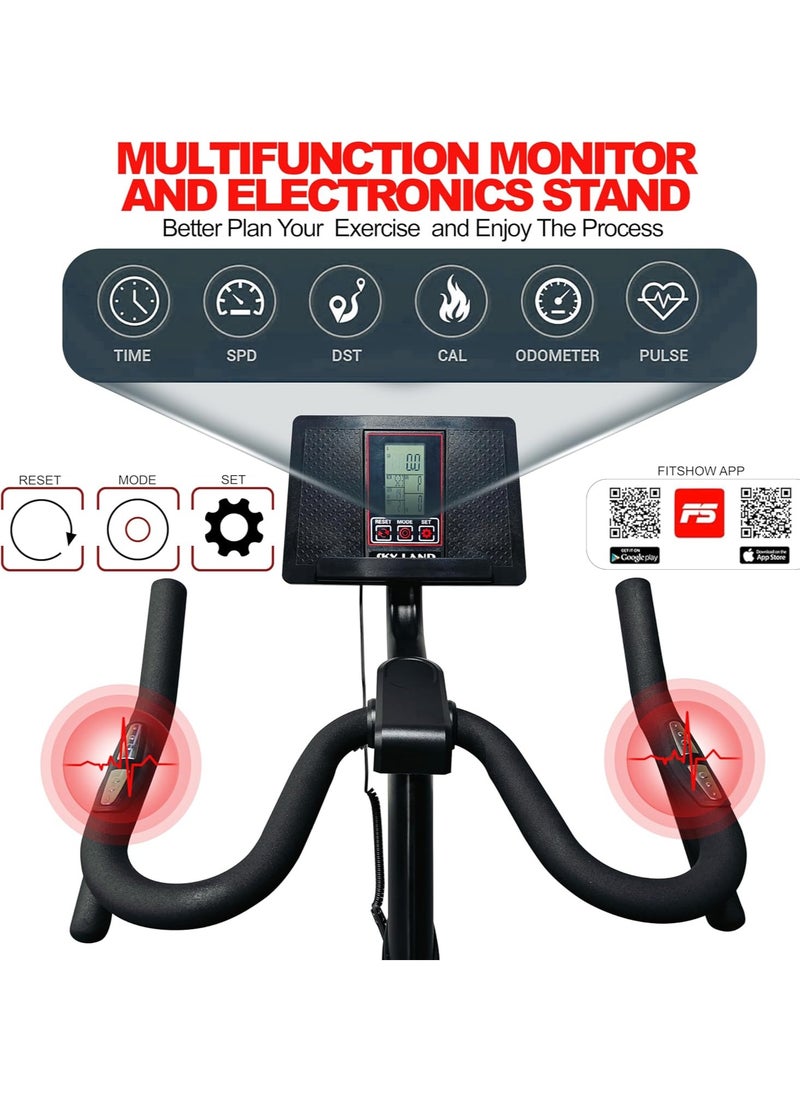 Sky Land Smart Exercise Bike With Silent Belt Drive System| Fully Adjustable Cycling Bike With Bluetooth, App Connectivity For Home Cardio Workout Fitness, Black  - Image 3