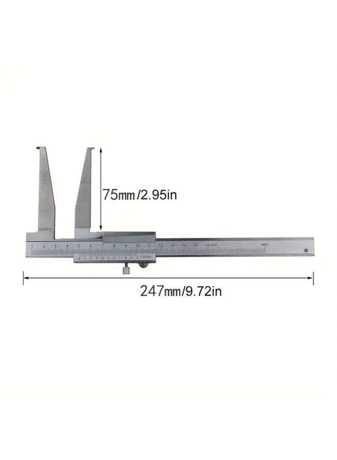 1pc Steel Vernier Caliper 10-160mm Single Notch Inner Groove Micrometer 0.02mm Resolution Non Electric Precision Measuring Tool No Battery Required Caliper For Inside Groove Measurement - Image 3