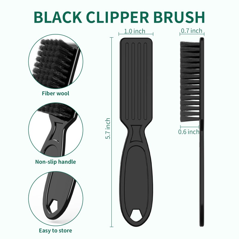 SQULIGT 6 Pcs Barber Clipper Brush Blade Trimmer Cleaning Brush Set Duster Manicure Nylon Brush Hair Styling Tool (Black) - Image 2