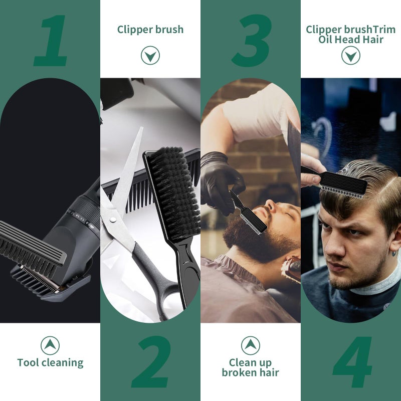SQULIGT 6 Pcs Barber Clipper Brush Blade Trimmer Cleaning Brush Set Duster Manicure Nylon Brush Hair Styling Tool (Black) - Image 3