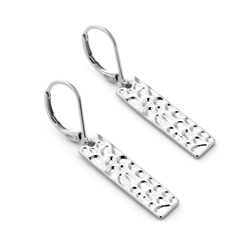 ALEXCRAFT 925 Sterling Silver Dangle Drop Earrings for Women, Hypoallergenic Lightweight Trendy Sterling Silver French Hook Leverback Earrings Long Hammer Bar Drop Earing for Women Statement Jewelry - Image 5