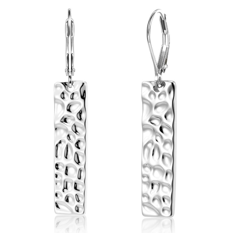ALEXCRAFT 925 Sterling Silver Dangle Drop Earrings for Women, Hypoallergenic Lightweight Trendy Sterling Silver French Hook Leverback Earrings Long Hammer Bar Drop Earing for Women Statement Jewelry - Image 1
